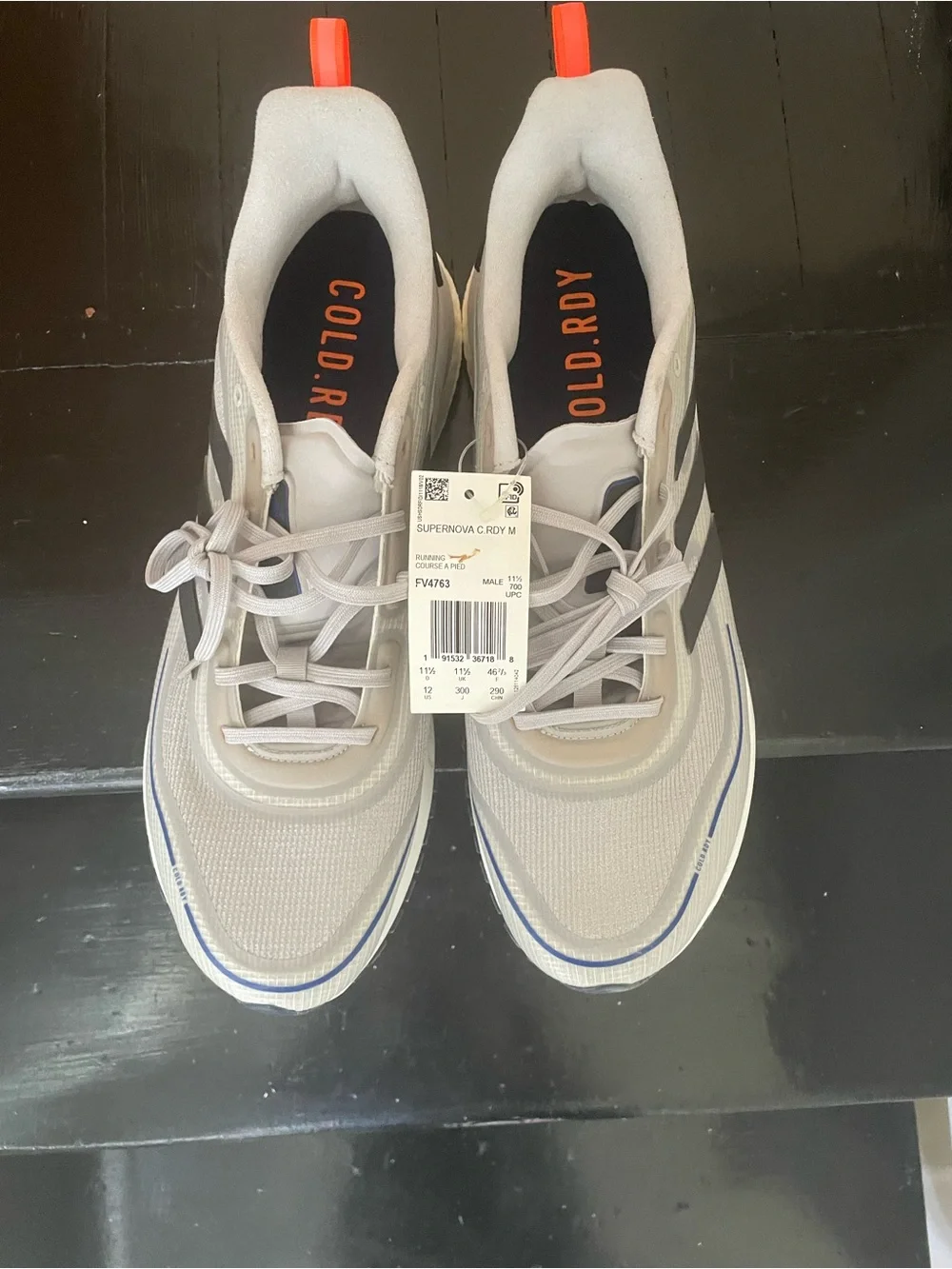 adidas Men’s Light Gray and Black Cold RDY Sneakers with Orange Pull Tabs